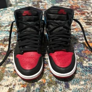 Air Jordan 1 High OG - black, blue, red. Mens 9 or Wmns 10.5